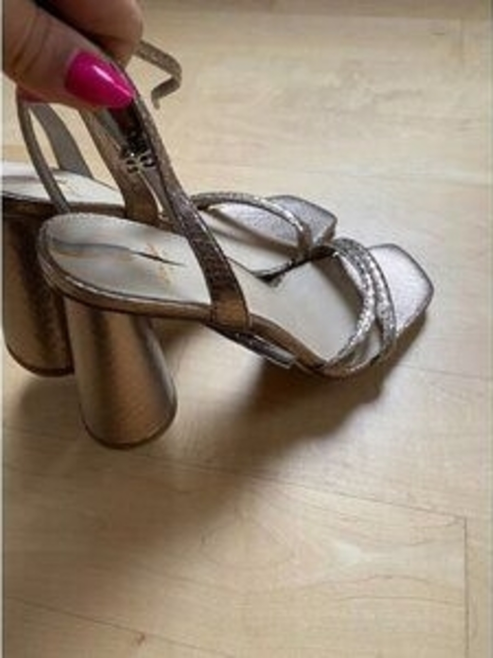 Nordstrom Metallic Bronze Strappy Heeled Sandals - Picture 3 of 7